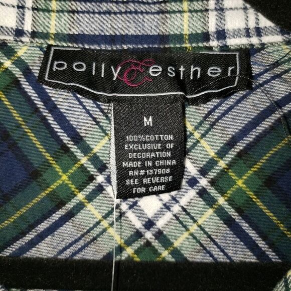Polly & Esther Cotton Flannel Button-Down Top - Picture 5 of 7
